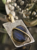 Labradorite Pendant in Sterling Silver & Brass
